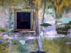 USA, Washington State, Port Townsend, Fort Worden SP. Window and paint-covered wall of gun battery. Art Print